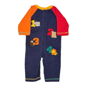 Vintage Kids Starting Out Primary Colors Counting One Piece Romper Size 9 Months
